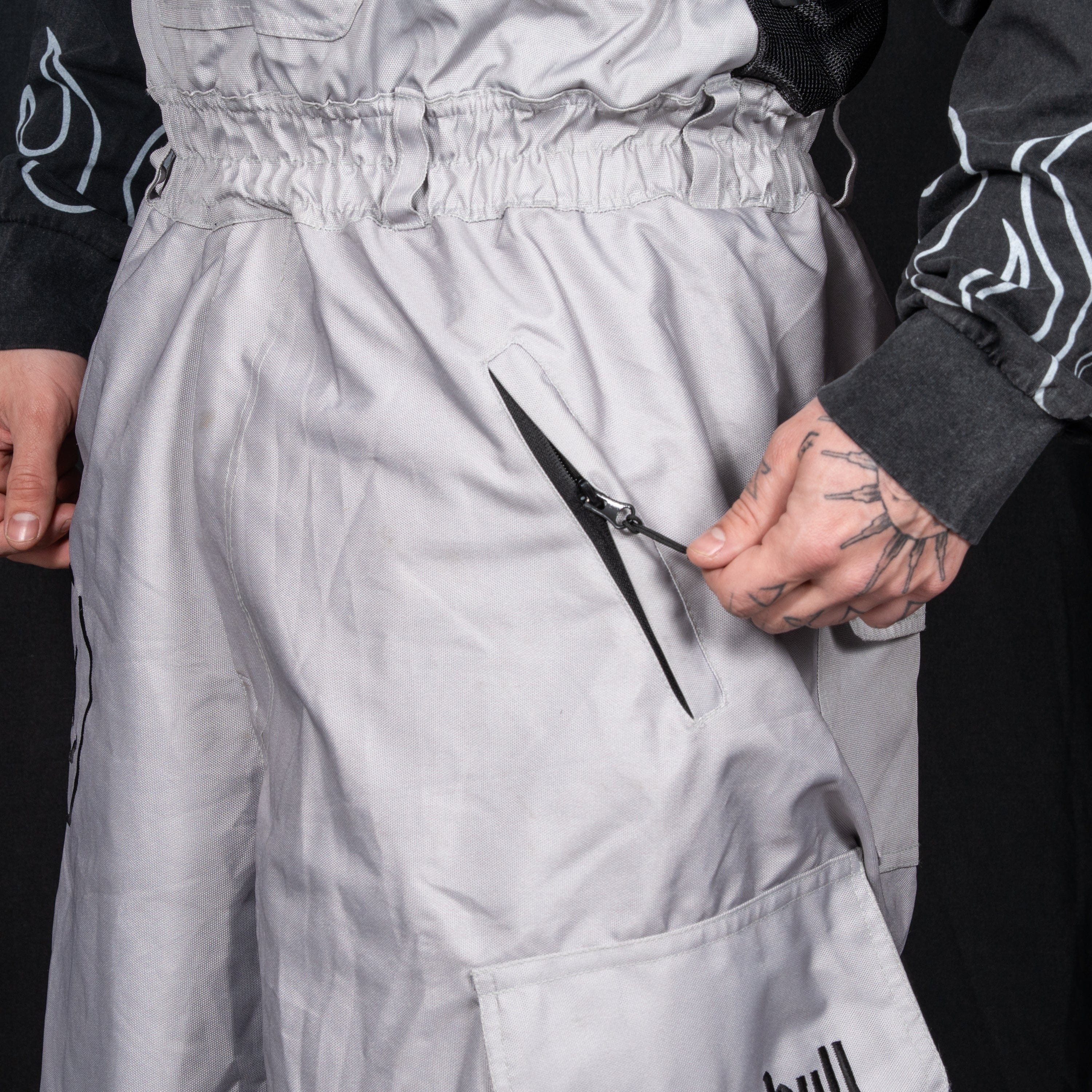 Slacker Baggy Snow Bib: Grey - Image 10