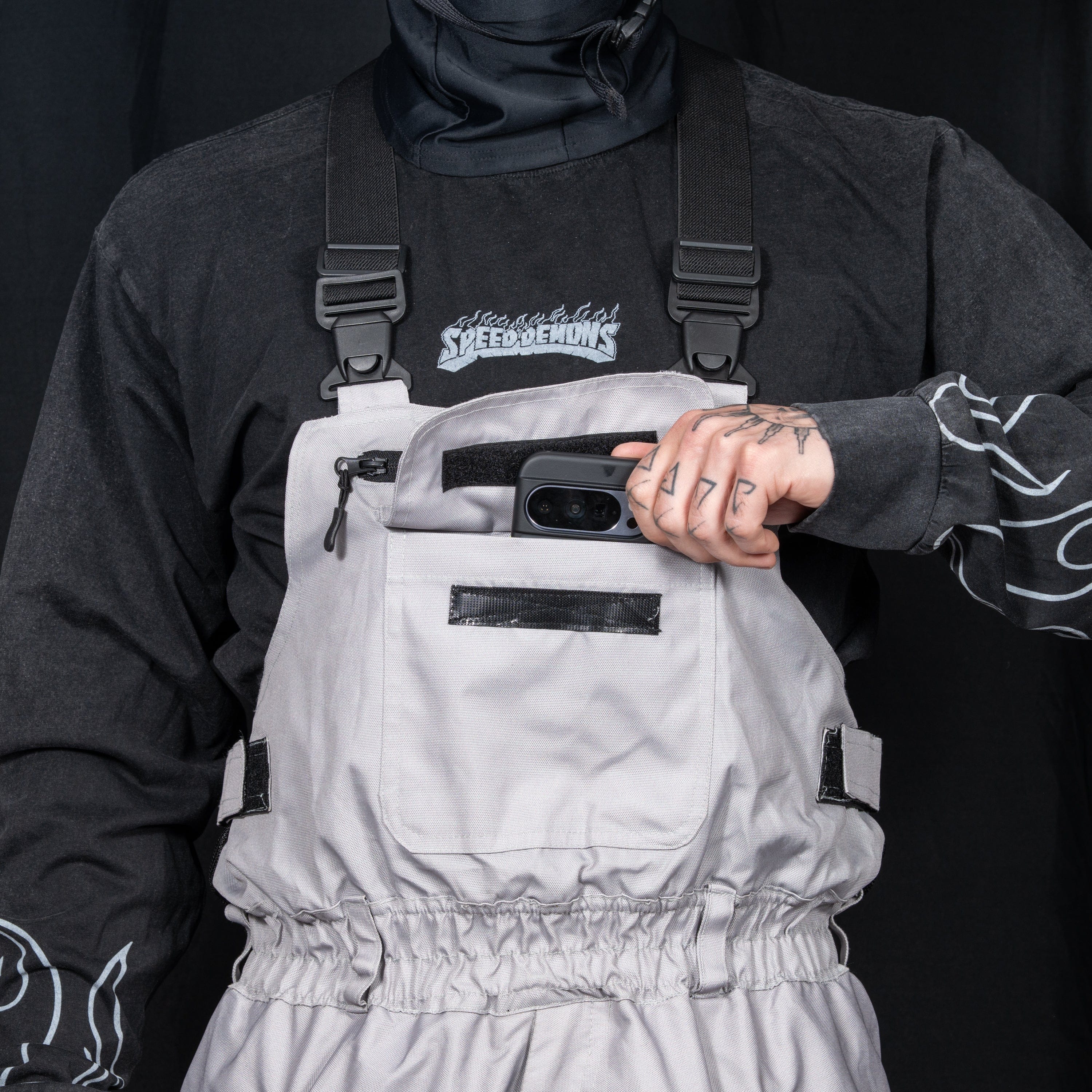 Slacker Baggy Snow Bib: Grey - Image 7