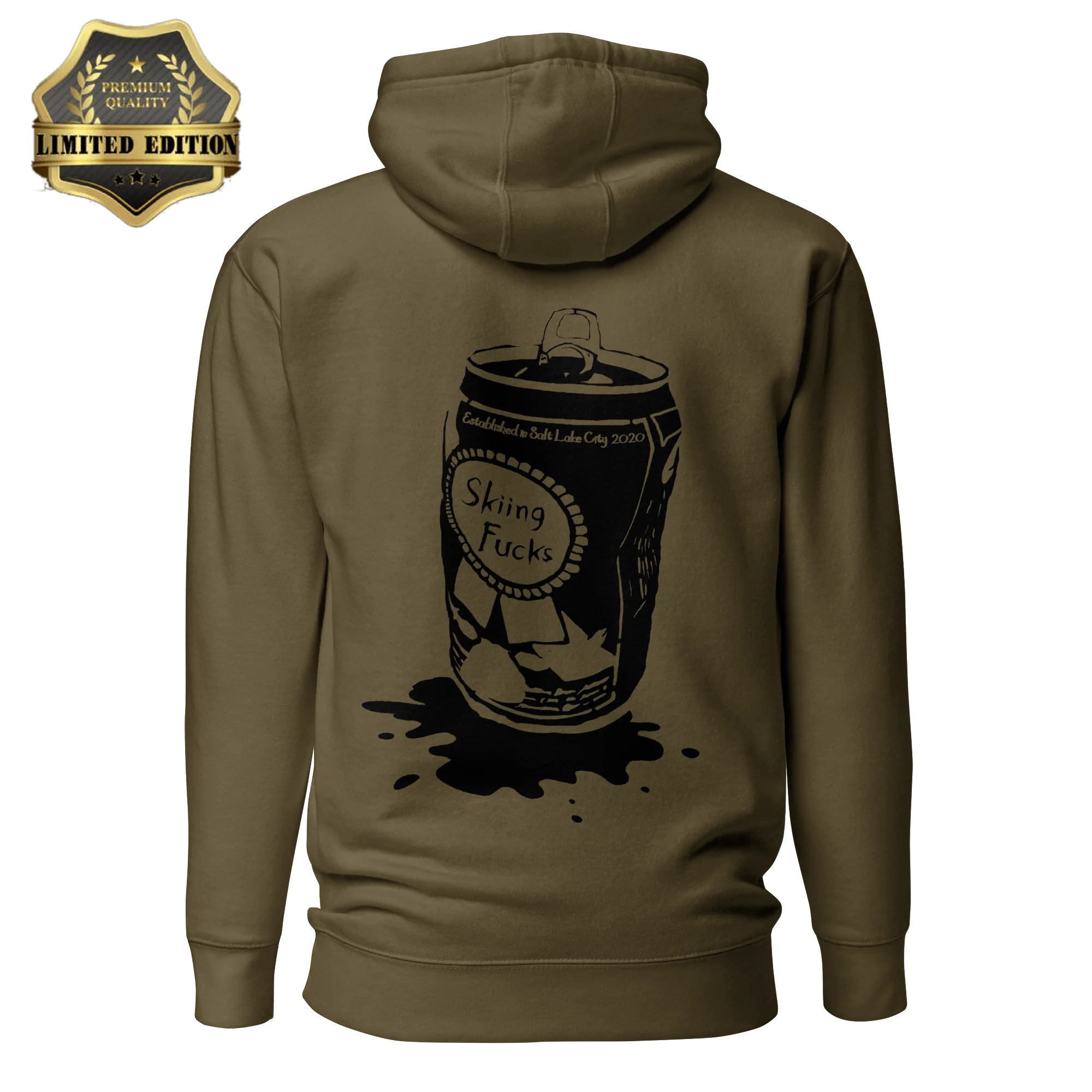 Skiing Fucks Hoodie - Beer Can - Image 3